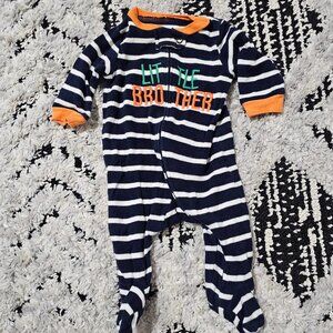 Carter's Baby Boy Long Sleeve Little Brother Zip Up Footie Sleeper 3M